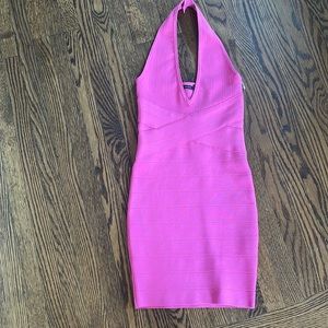 Guess Super Girly Hot Pink BodyCon Halter Bandage  Dress